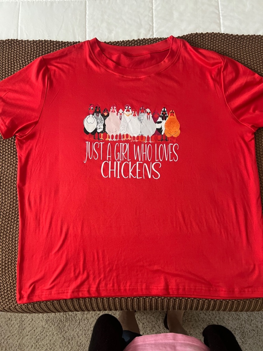 Red 'Just A Girl Who Loves Chickens' Graphic Tee